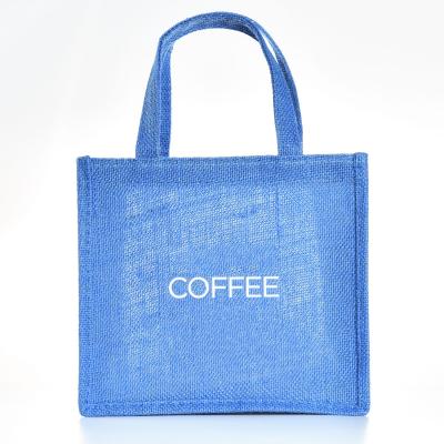 China Fashion China Suppliers Colored Natural Burlap Jute Handbags For Cafe Gift for sale