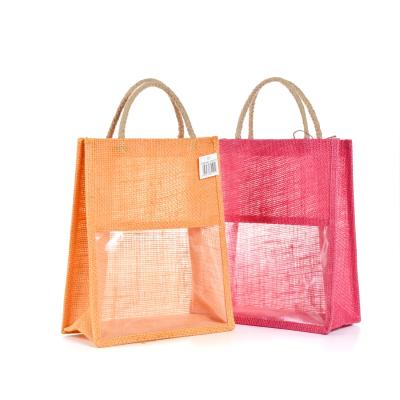 China Fashion China Suppliers Colored Natural Burlap Jute Handbags For Gift Wrapping for sale