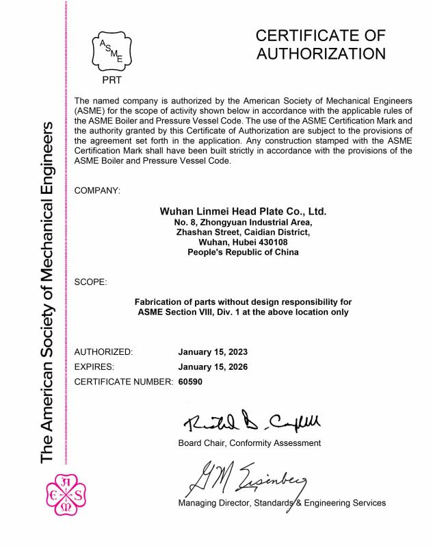 ASME U - Wuhan Linmei Head Plate Co., Ltd.