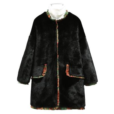 China Genuine Winter Customs OEM Luxury Windproof Mink Fur Coat Warm Black Jacket For Women Two Face Wearing for sale