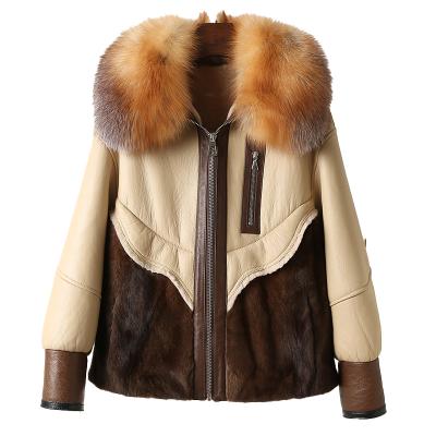 China 2021 Windproof New Tuscan Wool And Fur Embedded Genuine Leather Coat For Women for sale