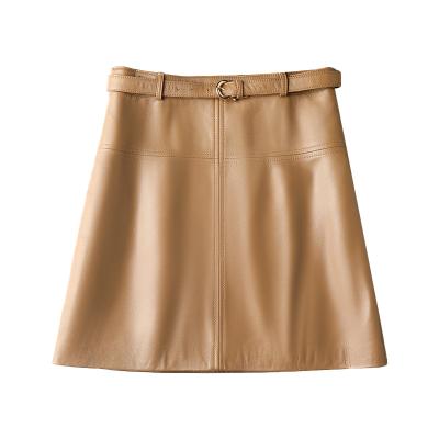 China OEM Breathable Custom Women's Mini Skirt Ladies Genuine Leather Elegant A-Line Short Skirts 2021 New for sale