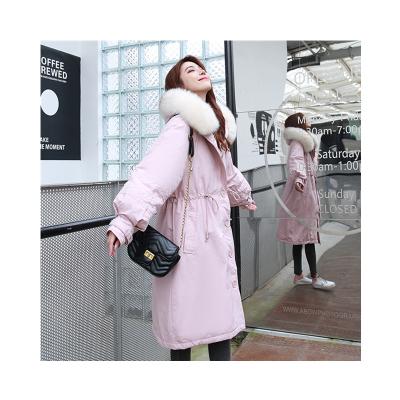 China Long Hooded Winter Parka Ditch Fur Coat Women Windproof Padded Down Coats Thicken Down Jacket Women for sale