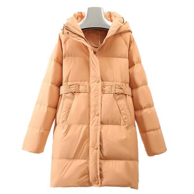 China Mid Length Quilted Over Knee Thick Hooded Coat Ladies Down Jacket Coat Down Jacket Coat For Ladies for sale