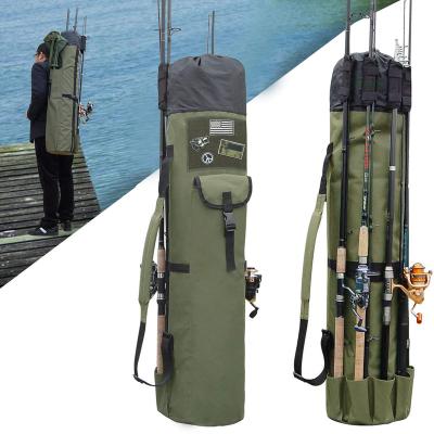 China With magic sticker wholesale custom logo Oxford canvas portable fishing rod bag with magic sticker for sale