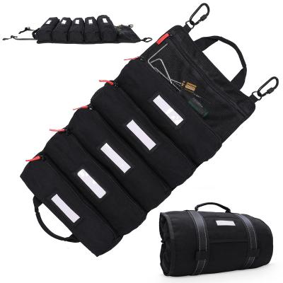 China Wholesale Custom Work OEM Logo Canvas Electrician Roll Up Tool Bag For Mountain Bike Motorcycle for sale