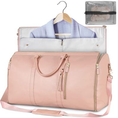 China 2 in 1 duffel bag to Carry On Garment Bag Custom Logo Waterproof Travel Pink Leather from factory wholesale for sale