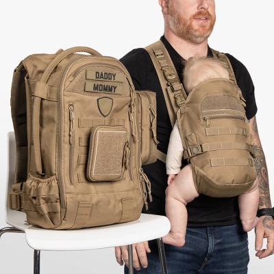 China Wholesale Custom Logo 600d Oxford Water Resistant Tactical Backpack Military Baby Diaper Bags Backpack For Dad for sale