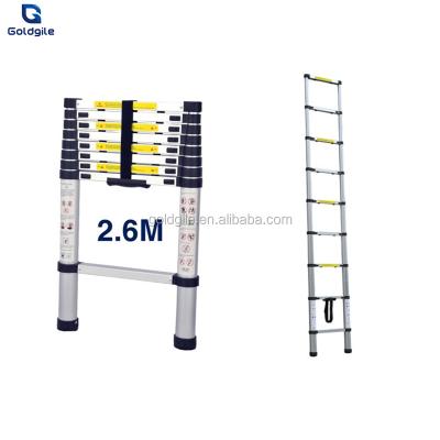 China Goldgile 2.6m Aluminum Telescopic Heavy Duty Extendable Work Ladders Universal Ladder for sale