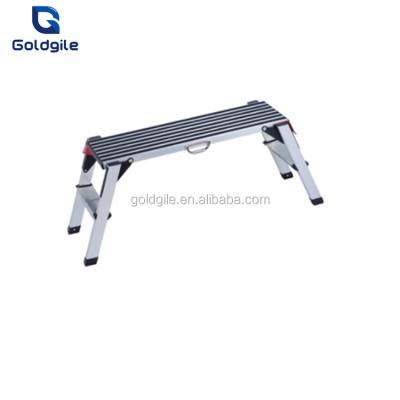 China Aluminum Folding Ladders Goldgile Step Stools Work Platform Folding Bench Drywall Ladder 330lbs Capacity for sale