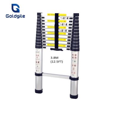 China Goldgile 3.8m Folding Ladders Aluminum Telescopic Ladder Aluminum Step Ladder for sale