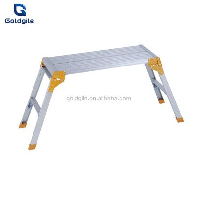 China Aluminum Folding Ladders Goldgile Work Platform Drywall Step Up Bench Folding Step Ladder for sale