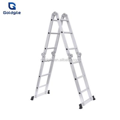 China Goldgile 3.7m Heavy Duty Multi Purpose Aluminum Folding Ladders Folding Extension Ladder With Safety Locking Hinges for sale