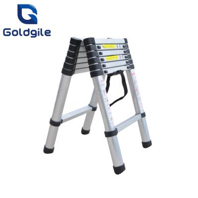 China Folding Ladders Goldgile Europe Telescopic Aluminum Extension Ladder Platform for sale