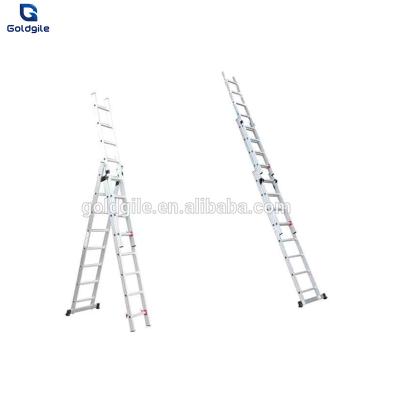 China Goldgile Three Section Folding Ladders Home Extension Ladder for sale