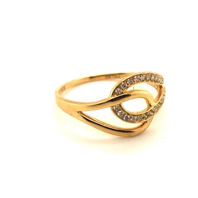 China Wholesale Textured Low Moq Women's Engagement Ring 18K Gold White Diamond Adjustable Rings For Women Jewelry for sale