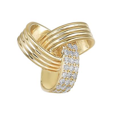 China Exclusive Custom Noble Textured and Luxurious 18K Gold White Diamond Minimalism Buckle Acrylic Ring Women for sale