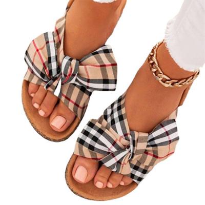 China 2022 New Anti-slippery Women Bow Sandals Slipper Summer Indoor Outdoor Flip Flops Beach Shoes Women Fashion Slippers Ladies Flats Shoes for sale