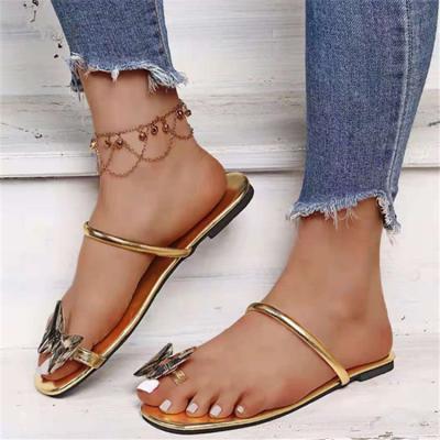 China Fashion trend 2023 summer slippers for 36-43 large size women's shoes female flat bottom flip-flops slippers new style slippers for sale