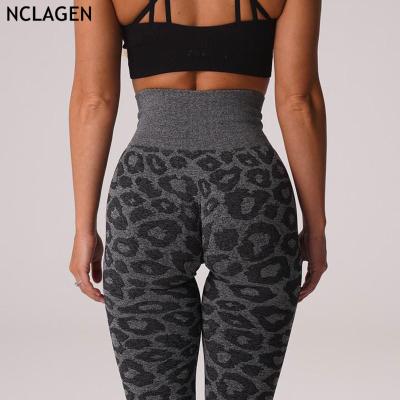 China Breathable Warm Leopard Jacquard Seamless Leggings Women Squat Proof Yoga Pants Cheap Price Tights Sports Fitness Workout Bottoms for sale