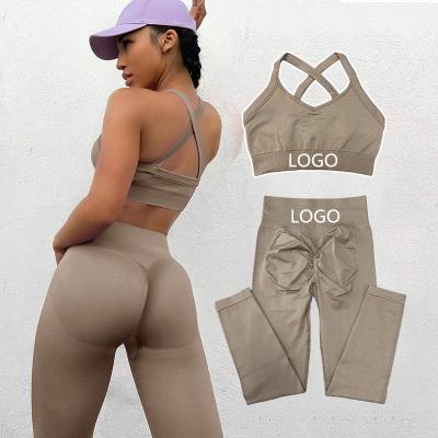 China Wholesale Breathable Fitness Yoga Wear 2PCS Seamless Workout Women Gym Sets Logo Factory Supply Sport Suit Custom Made for sale