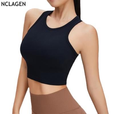 China Amazon Breathable Workout Vest Sports Activewear Ribbed Top Elastic Tank Top Womens Crop Top Fitness Gym Yoga Bra Custom Made for sale