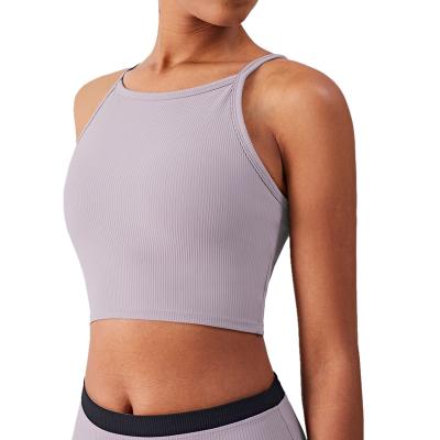 China OEM Women Gym Breathable Sports Underwear Workout Bra Vest Yoga Crop Top Running Push Up Corset Fitness Sweat Elastic Breathable Camisole for sale