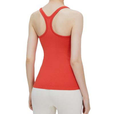 China Wholesale Breathable Ribbed Sleeveless Tank Runner Back Sports Vest Big U Neck Sweat Wicking Slim Fit Yoga Fitness Quick Dry Running Top for sale