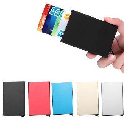 China Hot Custom Aluminum Custom Aluminum Automatic Stand Credit Card Holder Slim Metal RFID Logo Tarjetero Tarjetero Pop Up Card Holder for sale