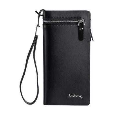 China Hot Selling Men's Long Zipper Casual Style RFID Latch Long Section Wallets with 2 Closure, Male Wallet with Handle Strap for sale