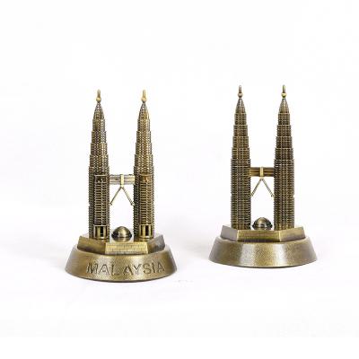 China Hot Selling Creative Building High Quality Metal Ornaments Creative Decoration Model Toy New Style Twin Towers Gifts For Boy for sale