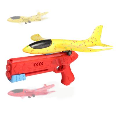 China Wholesale Outdoor Funny Toy Guns New Style Toy Factory Pistol Toys For Kids Hot Selling New Airplane Launcher Gun Foam Flat Flying Toy for sale