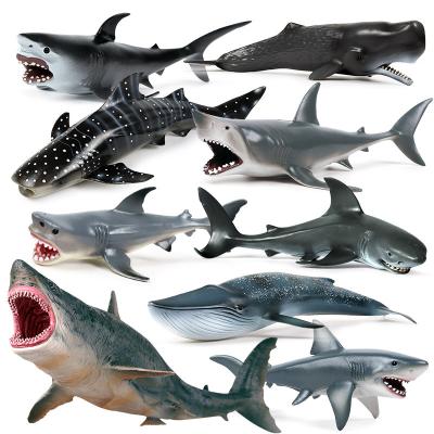 China Animal Fish Tiger Fish Blue Whale Toy Ornaments Marine Life Model Great White Fish Megalodon Whale Ornaments for sale