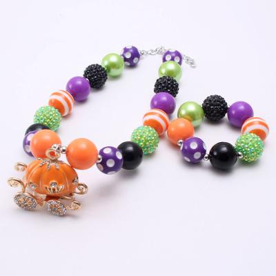 China Other RTS Children's Jewerly Halloween Chunky Bead Necklace and Bracelet Kid's Jewelery Set for sale