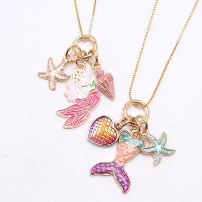 China Hot Sale Cute Girl Mermaid Necklace Kids Jewerly Mermaid Tail Kids Pendant Necklace for sale