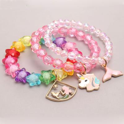 China Cute Colorful Dangling Children's Neon Mermaid Tail Jewelry Kids Bracelets Bangles for sale