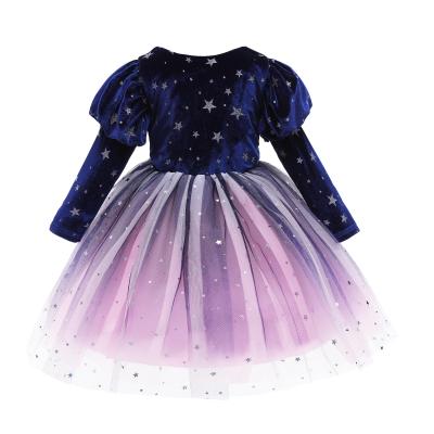 China Breathable Long Sleeve Bling Star Sequined Kids Dress Wholesale Girl Dress For Party Kids Dress Dress In Stock for sale