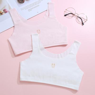 China Breathable In White Pink Girls Sleep Bra Puberty Kids Bras Cotton Running Girl Bamboo Fiber First Forming Bra for sale