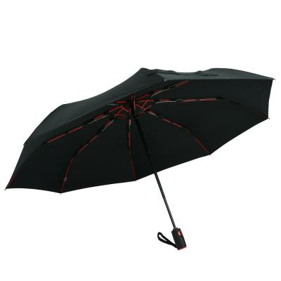 China Travel Folding Windproof Umbrella, Auto Open End, Compact Umbrellas with Red Color Fiberglass Ribs, 46inch for sale