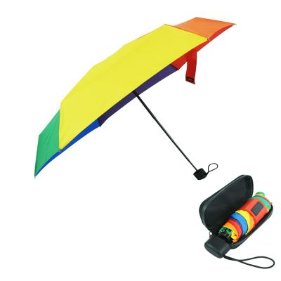 China Tiny Contract Folding Mini Portable Rainbow Travel Umbrella Travel Umbrella With Eva Travel Case for sale