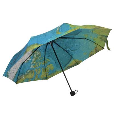 China Customized Custom 3 Folding Umbrella Sleeve Printing Card Pattern Small Folding Umbrella for sale