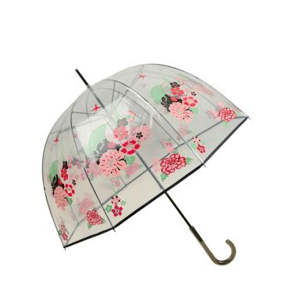 China Windproof And Waterproof PVC Upright Hanging Umbrella With Flower Print for sale