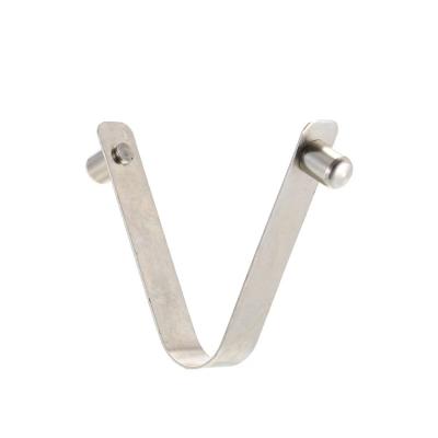 China Apartment ; Leaf ; Custom Steel V Shaped Flat Plate Button Clip V Shape Spring Lock Clip for sale