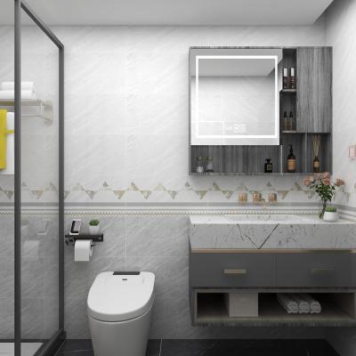 China Glazed Metal Tiles 600x300 Gray Wall Ceramic Tiles Bathroom durable thin for sale