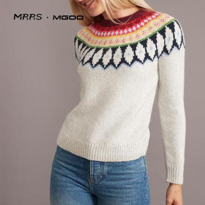 China MRRS Anti-Wrinkle Customized ODM Fairisle Alpine Sweater in Lightweight Gray For Ladies for sale