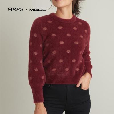 China Anti-Wrinkle MRRS Customized ODM Crewneck Red White With Pattern Printing Sweater For Ladies for sale