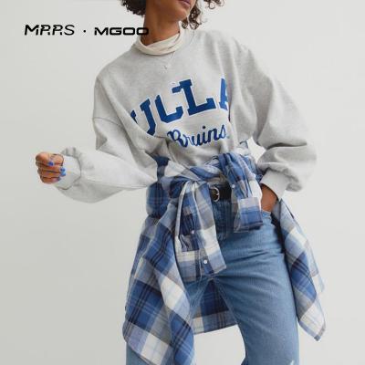 China Anti-Wrinkle MRRS MGOO Customized Logo Female Workout Shorts Loose Casual Sports Pullover Tracksuit Set Cool Sweatshirts For Women for sale