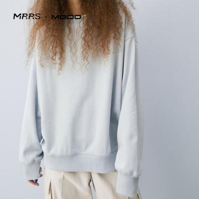 China Anti-wrinkle MRRS MGOO women plus size hoodies streetwear jumper pullover sweater crewneck simple embossed sweatshirt and size sweatshirts for sale