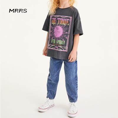 China Girls Solid Color MRRS Graphic Tees Compressed Cotton Cotton Tees For Girls Kids for sale