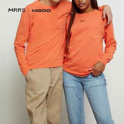 China MRRS Anti-wrinkle Customized ODM Long Sleeves Orange Bright Color Sweatshirts For Unisex for sale